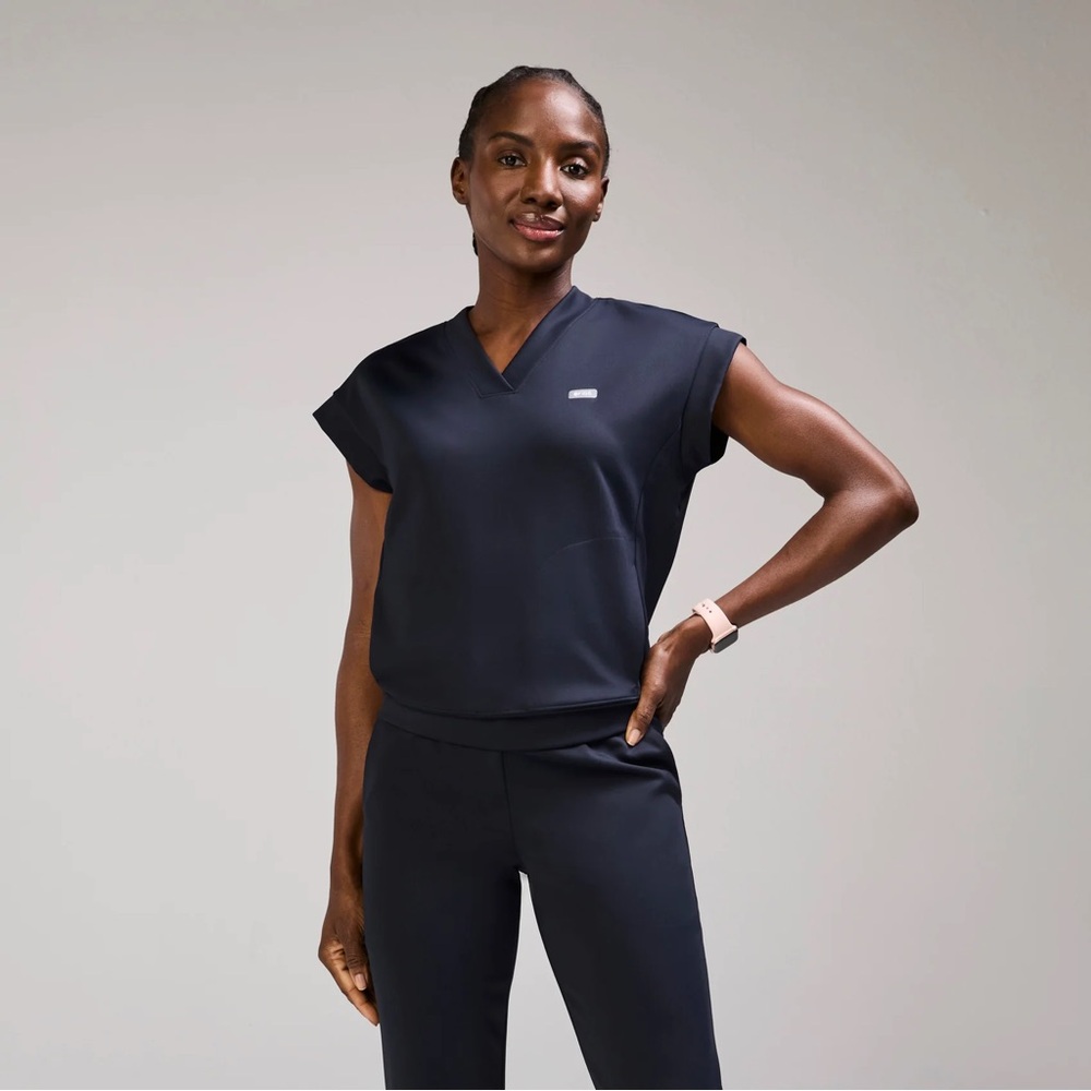 Figs Navy V-Neck Cap Sleeve FORMx